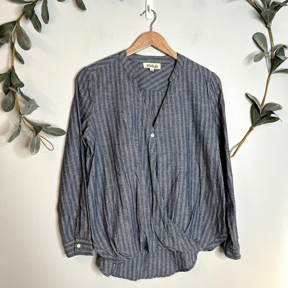 Listicle Blue Cross Front Blouse - Picture 1 of 5